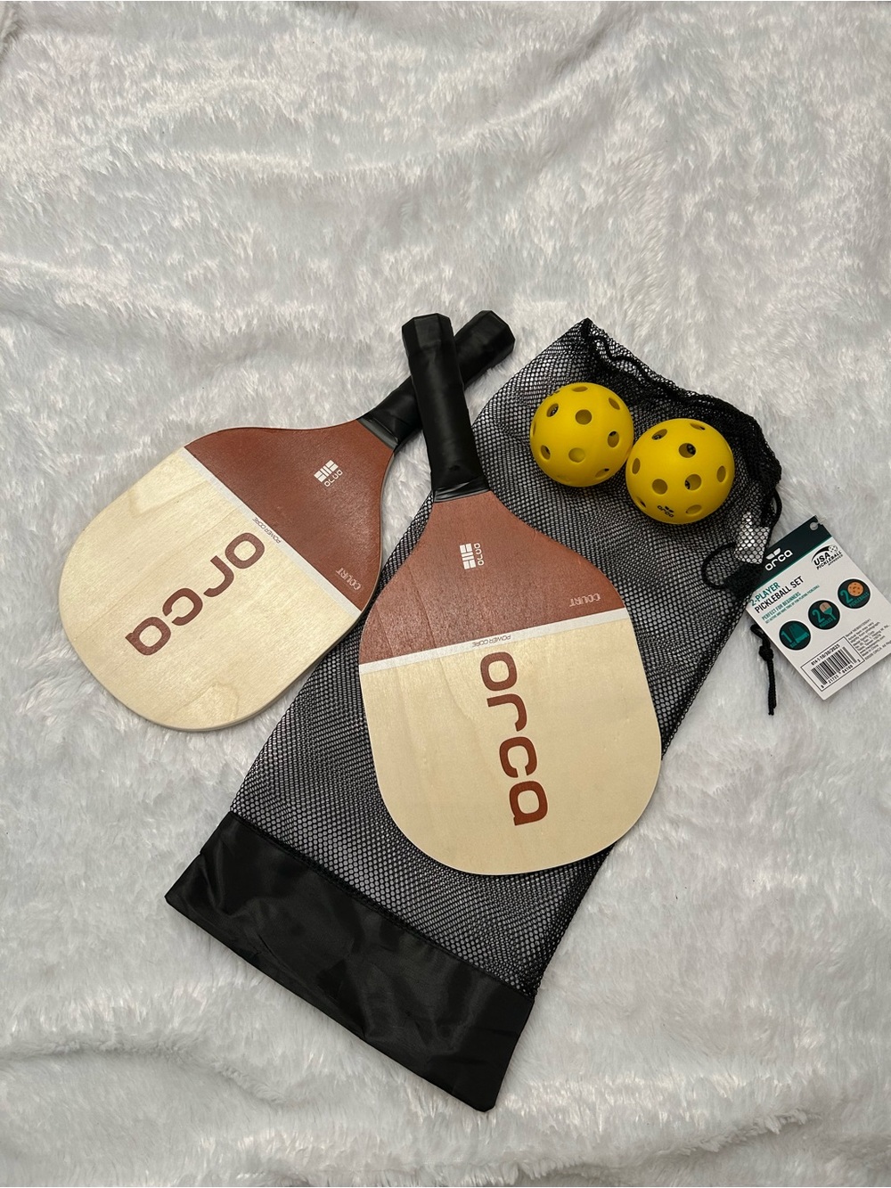 Orca 2-Player Pickleball Set - Tan & Brown Paddle